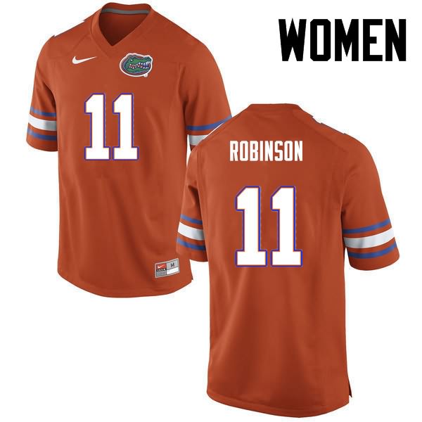 NCAA Florida Gators Demarcus Robinson Women's #11 Nike Orange Stitched Authentic College Football Jersey WNY1164QR